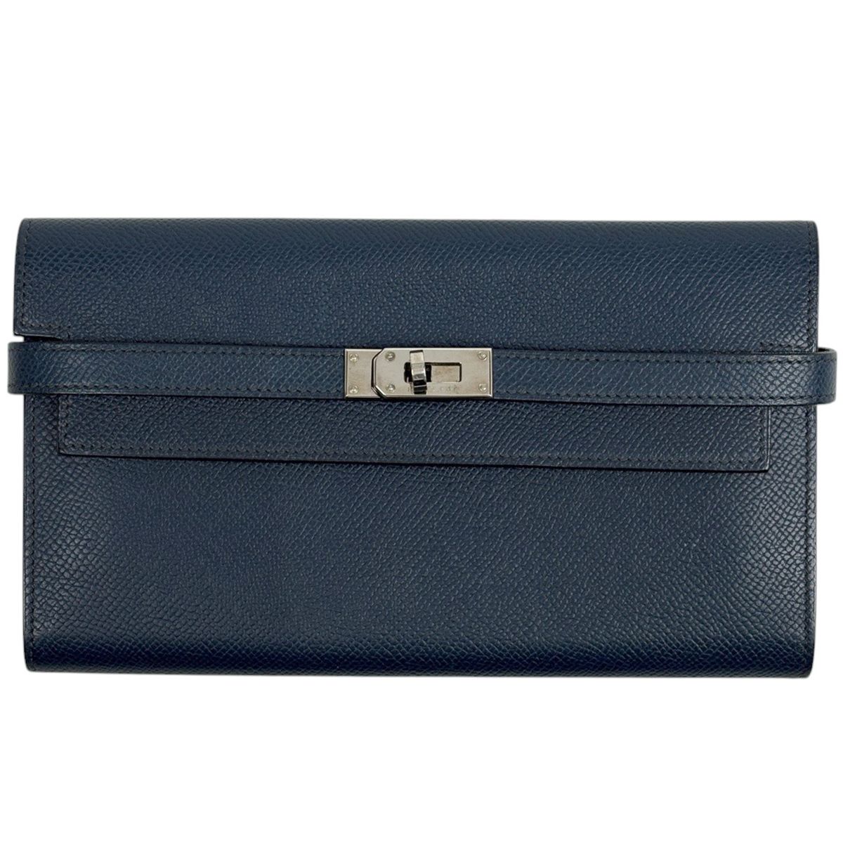 エルメス HERMES ケリーウォレット ロング 長財布 ヴォーエプソン ブルー □L レディース 【中古】