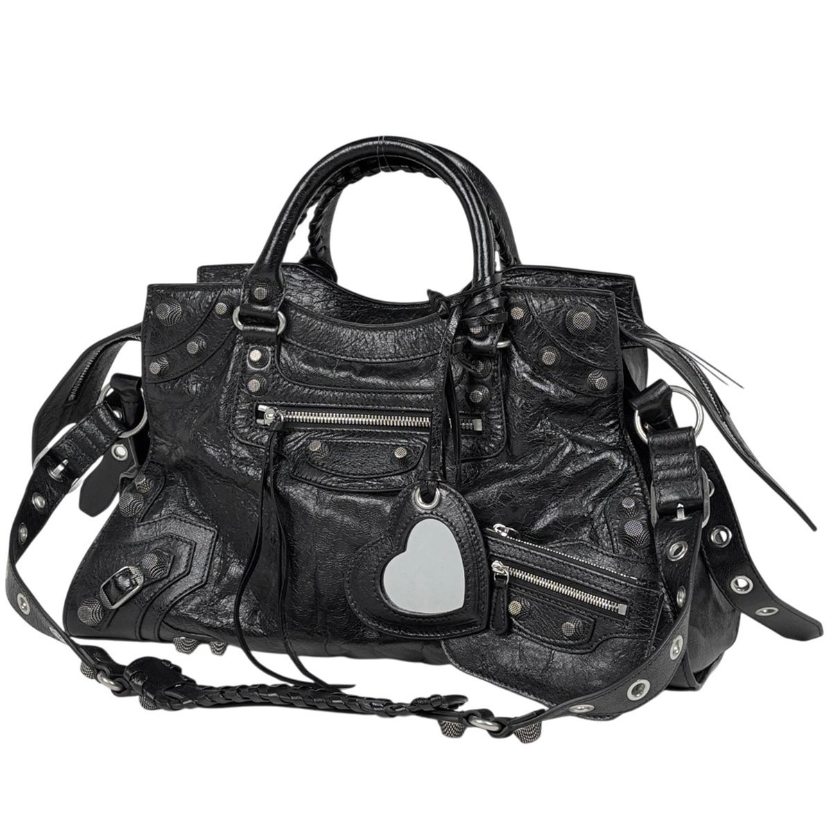 バレンシアガ BALENCIAGA ネオ カゴール シティ ハンドバッグ 2WAY レザー ブラック 700451 レディース 【中古】