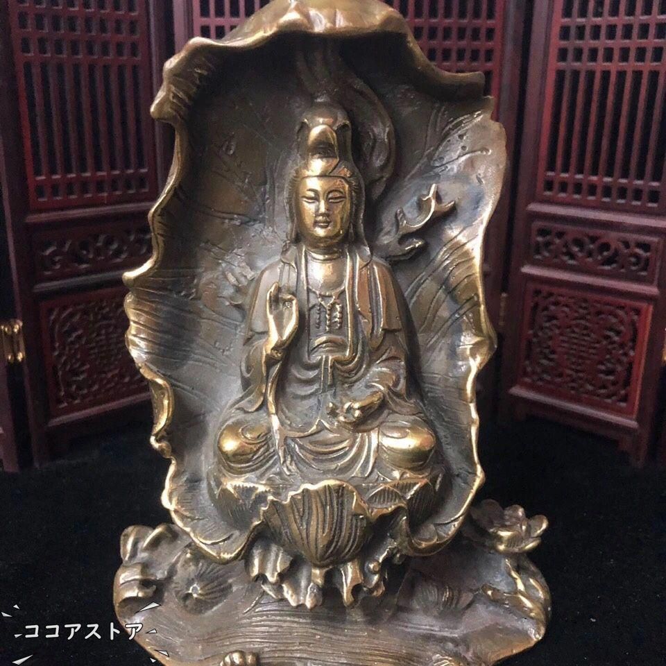 蓮華坐蓮観音 仏像 装飾品 工芸品 美術品 置物 11,669円