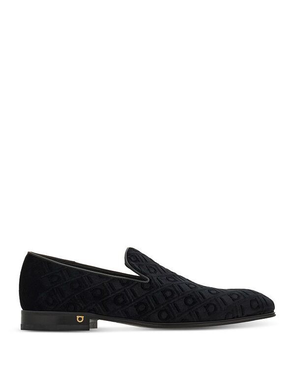 フェラガモ メンズ シューズ スリッポン・ローファー ベルベット ローファー ロゴ Ferragamo Mens Logo Velvet Loafers Black ブラック