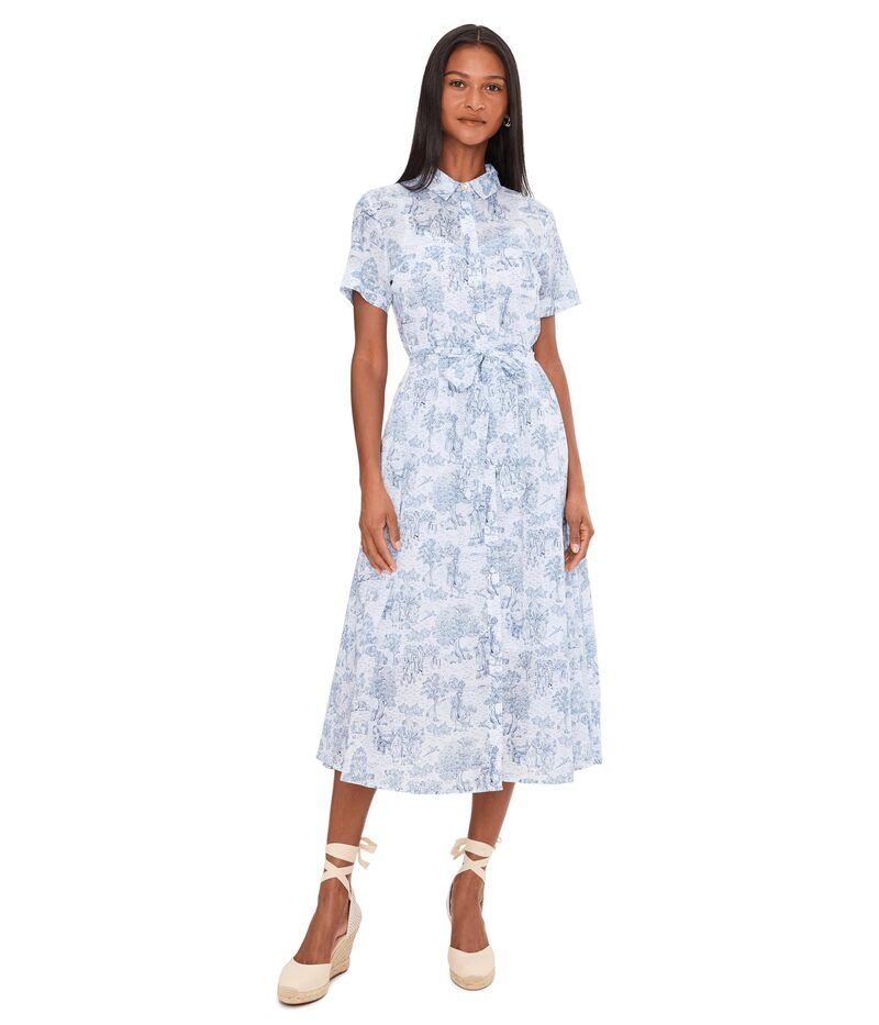 バブアー レディース トップス ワンピース ミディ Barbour Wisteria Midi Dress Ink Blue Print ブルー