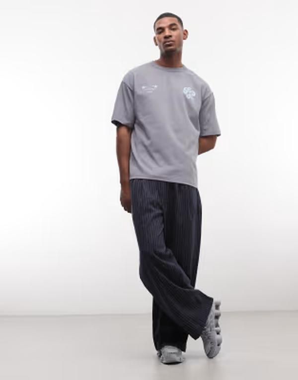 エイソス メンズ トップス Tシャツ グラフィック ASOS DESIGN heavyweight oversized tshirt with Seoul graphic in washed Gray 10,486円