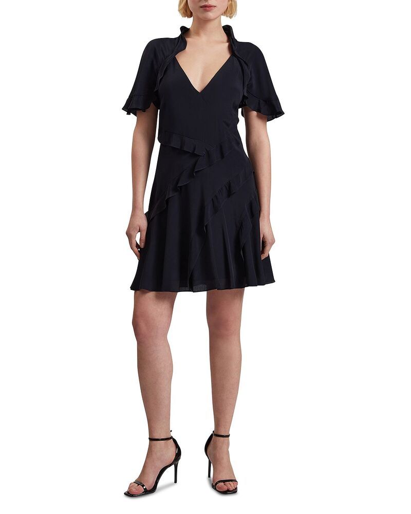 テッドベーカー レディース トップス ワンピース ミニ Ted Baker Jojii Frilled Mini Dress Navy ネイビー
