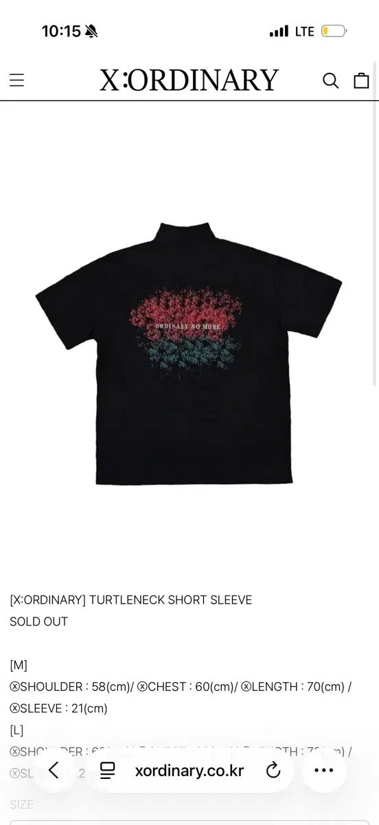 X:ORDINARY タートルネック 半袖 Tシャツ ブラック
