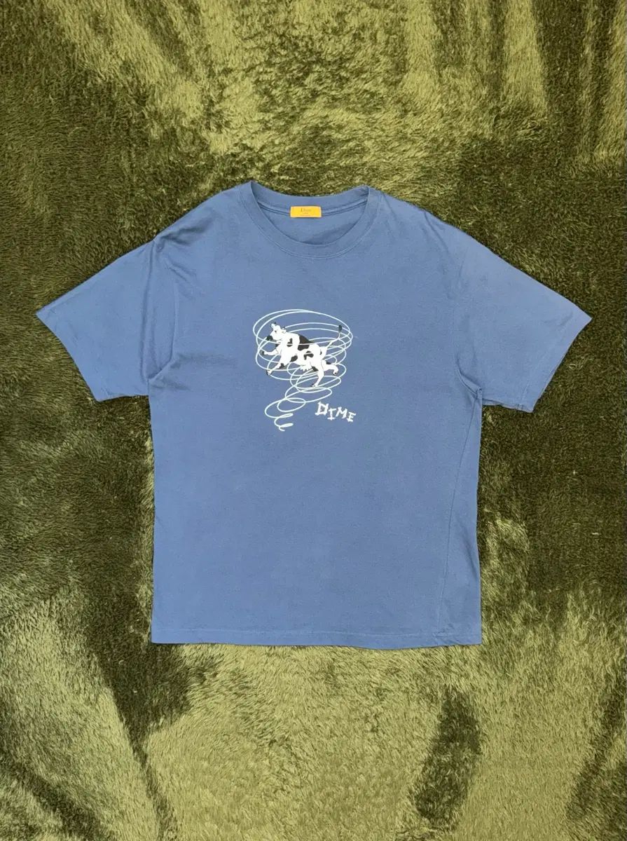 L Dime ダイム 22ss Cow Tornado Tシャツ ティール ブルー