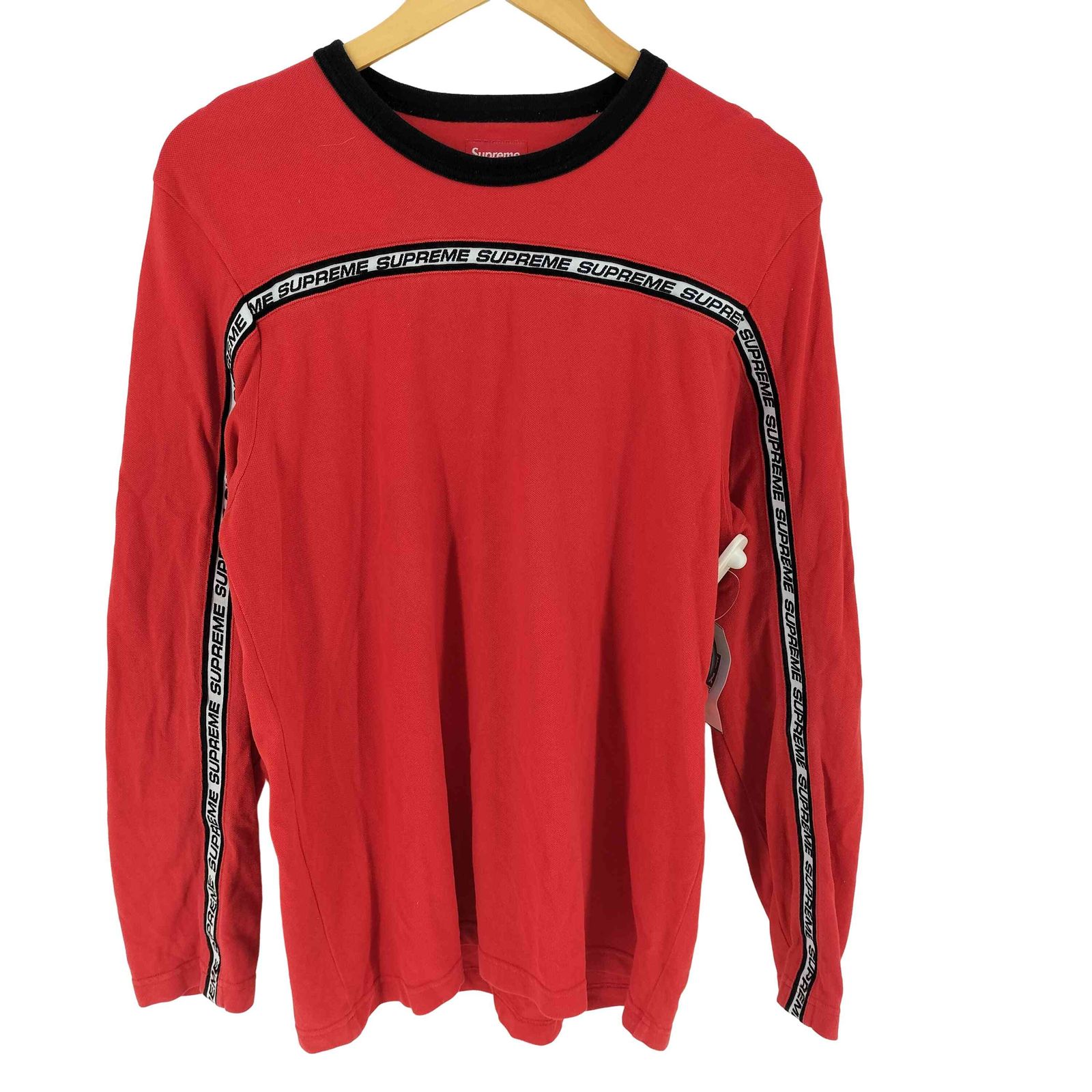 シュプリーム Supreme 17AW Tape Stripe L/S Pique Top テープ ストライプ ピケ トップ クルーネック 長袖 Tシャツ メンズ M 8,071円
