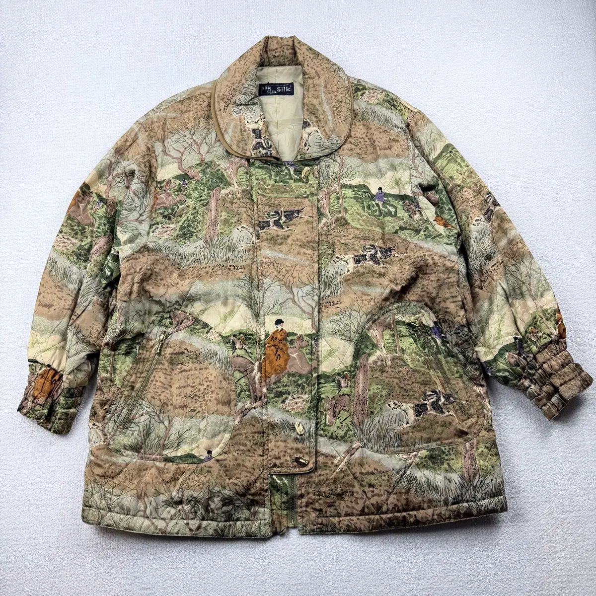 100% シルク オリエンタル キルティング ジャケット