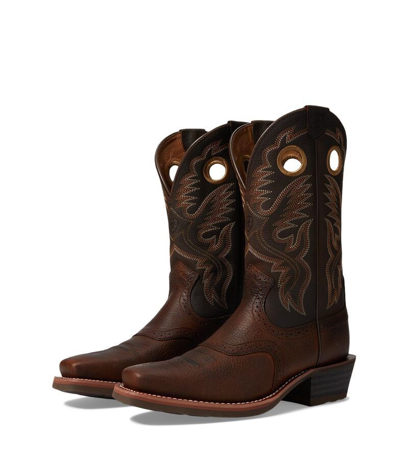 アリアト メンズ シューズ ブーツ・レインブーツ Ariat Heritage Roughstock Brown Oiled Row ブラウン