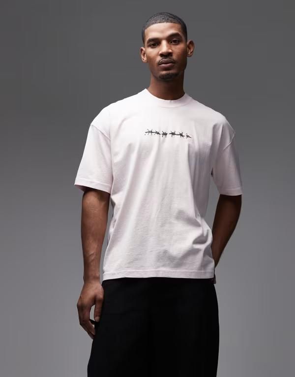 オールセインツ メンズ トップス Tシャツ グラフィック Allsaints deterent graphic Tshirt in light Soft pink ピンク