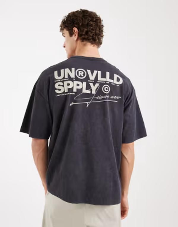 エイソス メンズ トップス Tシャツ プリント ASOS DESIGN heavyweight oversized Tshirt with text print wash Black ブラック