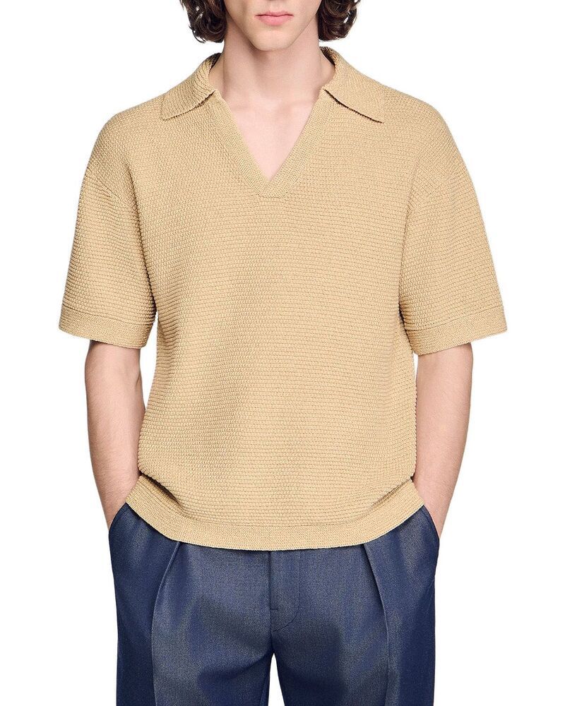 サンドロ メンズ トップス ポロシャツ Sandro Juteffect Polo Shirt Beige ベージュ