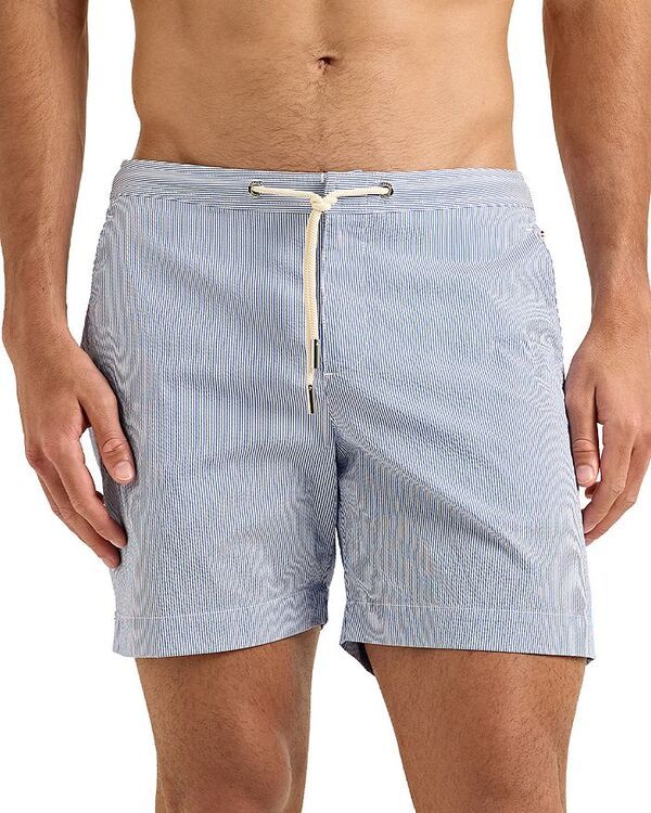 オールバー ブラウン メンズ 水着 ハーフパンツ・ショーツ Orlebar Brown Bulldog Drawcord Seersucker 6 Swim Trunks BlueWhite ホワイト 73,040円