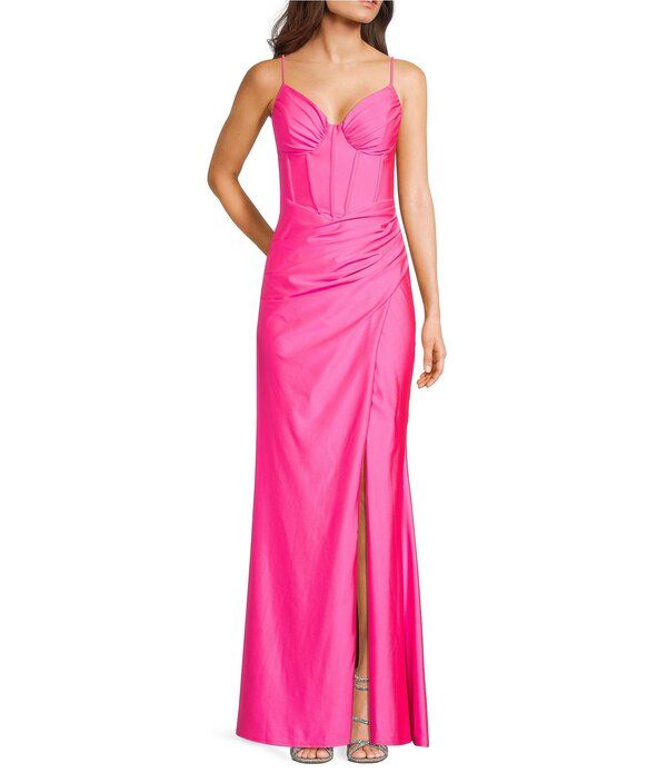 ビーダーリン レディース トップス ワンピース サイドスリット B Darlin Sweetheart Neck Corseted Bustier Bodice Side Shirred Side S
