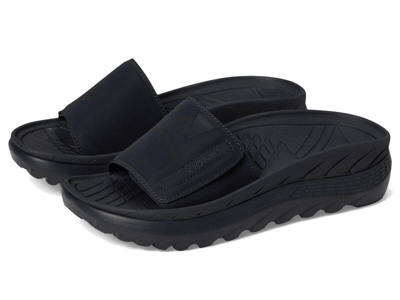 バイオニック メンズ シューズ サンダル Vionic Rejuvenate Slides Navy Blue Synth ネイビー