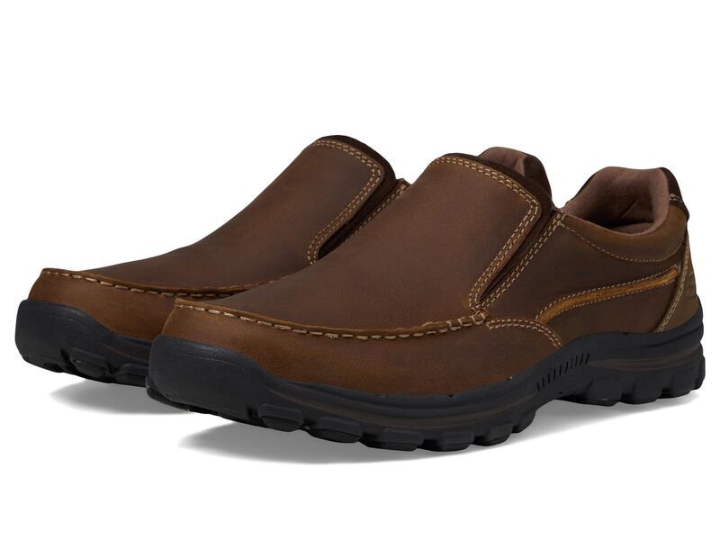 スケッチャーズ メンズ シューズ スリッポン・ローファー リラックスフィット Skechers Relaxed Fit Braver Raylandark Brown ブラウン