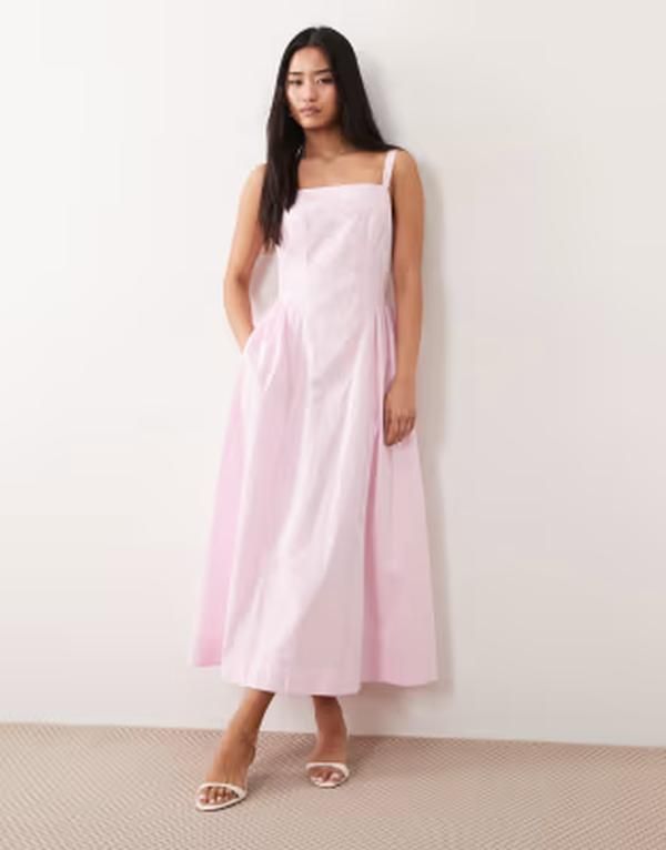 ノーバディーズ チャイルド レディース トップス ワンピース ミディ コットン Nobodys Child Brielle square neck cotton midi dress in light