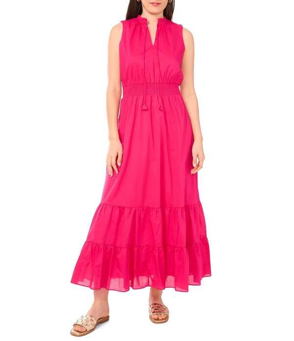 ヴィンスカムート レディース トップス ワンピース Vネック ティアード A ライン ノースリーブ シャーリング マキシ Vince Camuto Woven Split VNeck Sleevele 28,324円