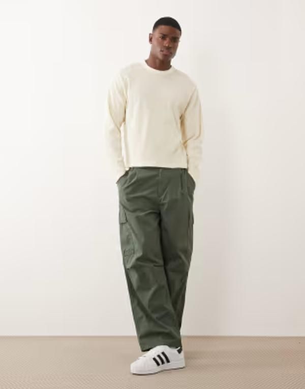 コットンオン メンズ トップス Tシャツ クロップド Cotton cropped fitextured long sleeve top in creampuff Cream Puff クリーム 12,360円