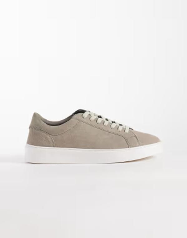 エイソス メンズ シューズ スニーカー スエード ASOS DESIGN sneakersuede Stone Gray グレー