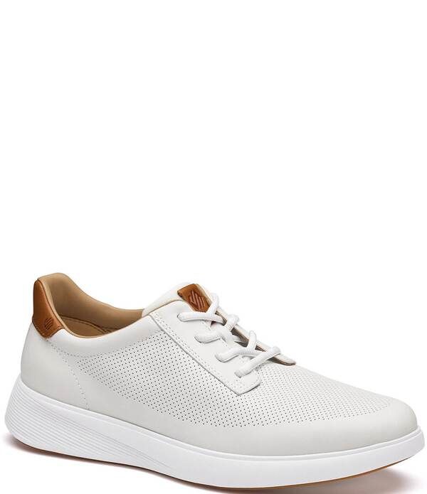 ジョンストンアンドマーフィー メンズ シューズ スニーカー レザー Johnston Murphy Mens Ackerson Perforated Leather Sneakers White ホワ