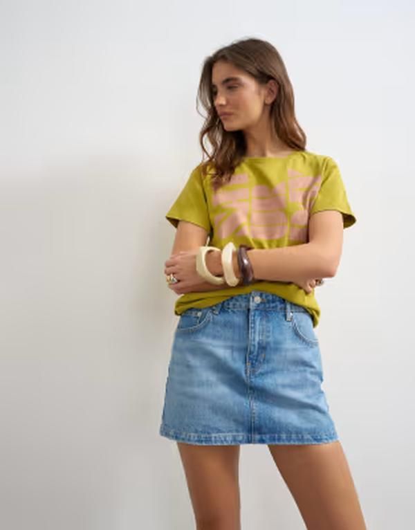 トップショップ レディース ボトムスカート デニム Topshop denim pelmet skirt in bleach デニム