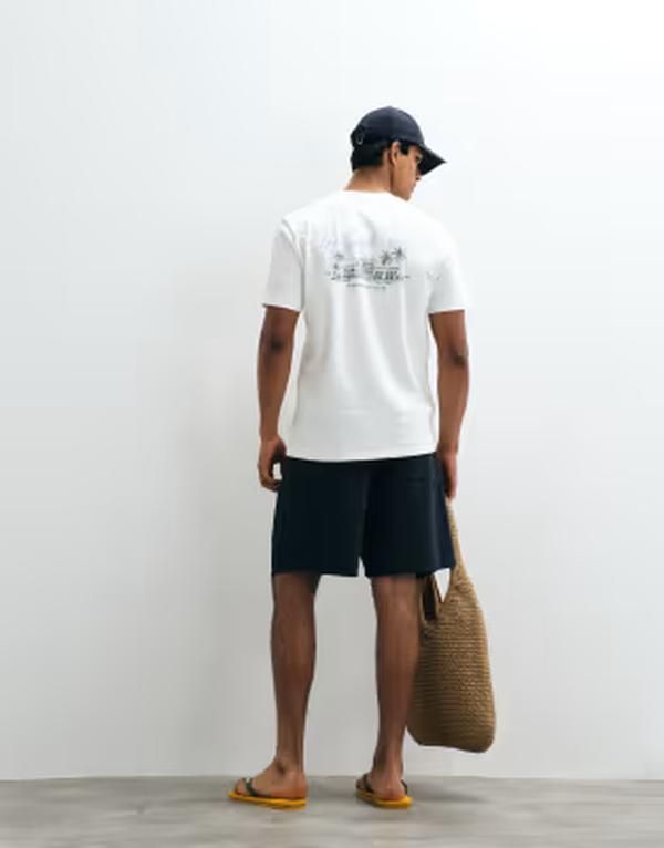 マンゴ メンズ トップス Tシャツ レギュラーフィット クルーネック プリント グラフィック Mango regular fit crew neck graphic back printshirt W