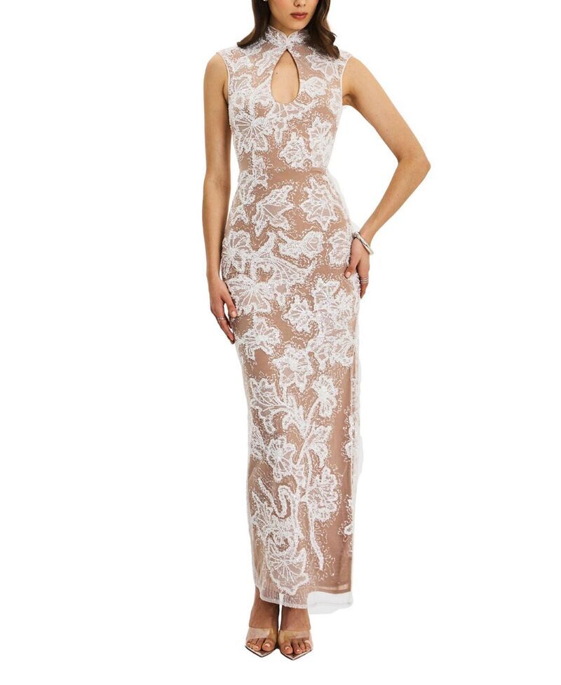 ミスサークル レディース トップス ワンピース マキシ Miss Circle Tavia Beaded Teardrop Neckline Maxi Dress White ホワイト 81,840円