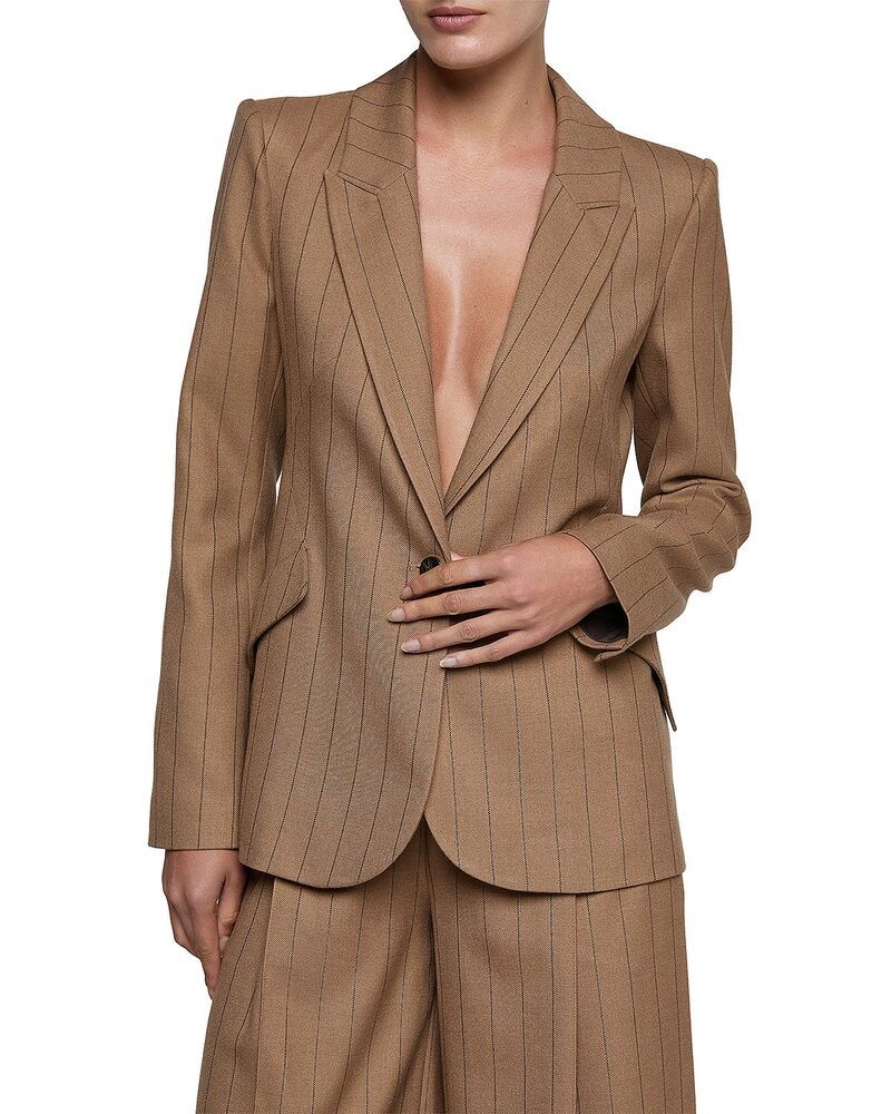 ラジャンス レディース アウター ジャケット・ブルゾン ブレザー LAGENCE Chamberlain Blazer Mocha TanBrown Pinstripe ブラウン