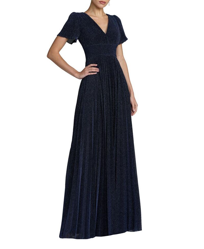 マックダガル レディース トップス ワンピース Vネック A ライン プリーツ トール Mac Duggal Pleated Metallic Flutter Sleeve VNeck ALine G 65,890円