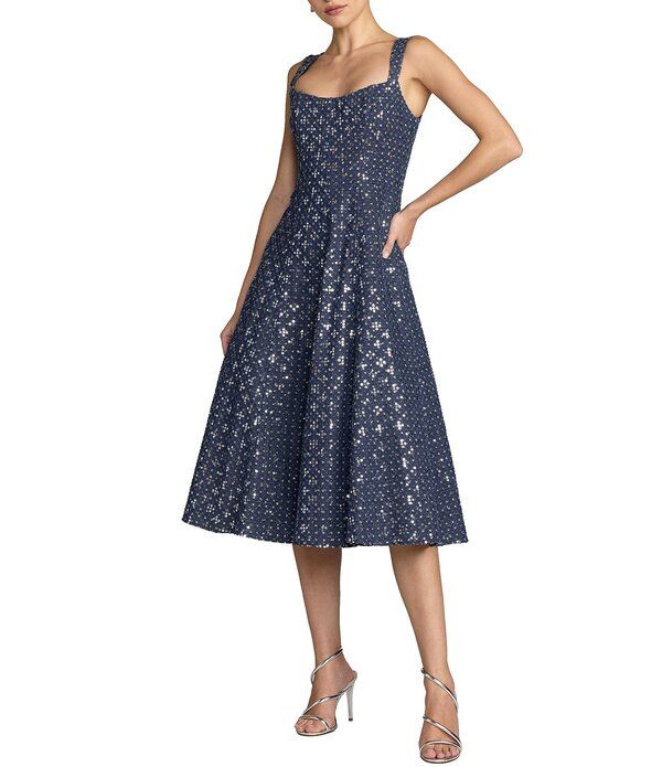 マックダガル レディース トップス ワンピース ミディ スパンコール ノースリーブ Mac Duggal Sleevelesscoop Neck Sequin Midi Dress Denim デニム 60,390円
