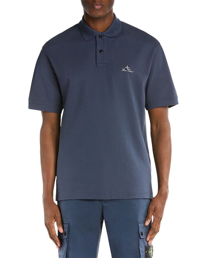 ストーンアイランド メンズ トップス ポロシャツ コットン ロゴ Stone Island Compass Logo Cotton Polo Shirt Slate Blue スレート