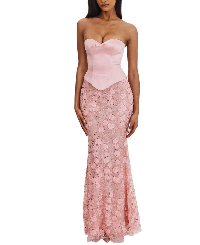 ミスサークル レディース トップス ワンピーストラップレス マキシ Miss Circle Uliya Strapless Mermaid Peplumaxi Dress Rosy Pink ピンク
