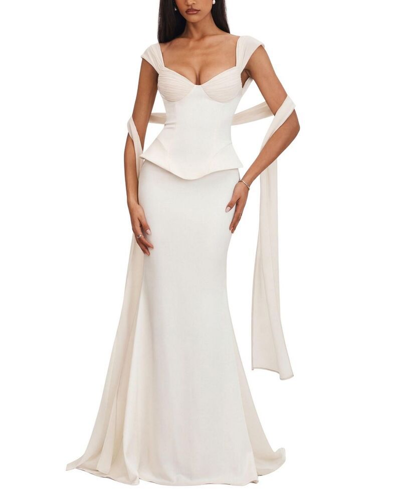 ミスサークル レディース トップス ワンピース シフォン Miss Circle Jessalyn Sweetheart Peplumermaid Wedding Dress with Chiffon 65,890円