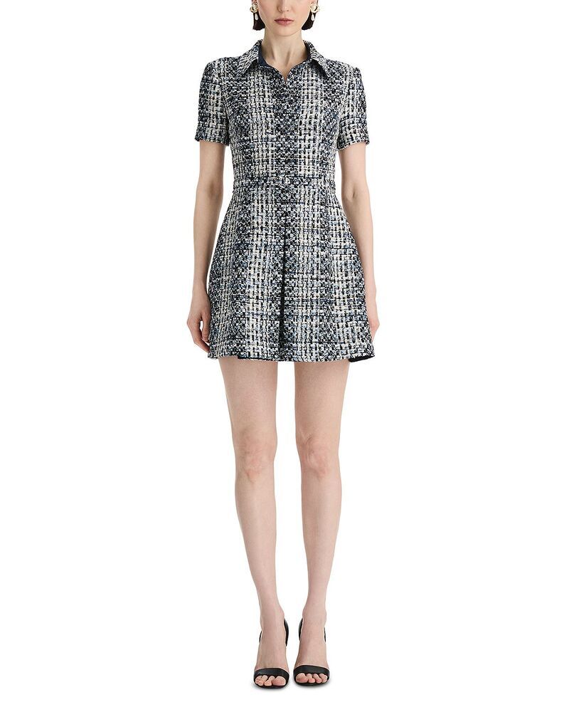 オスカー デ ラ レンタ レディース トップス ワンピース ツイード Oscar de la Renta Colla red Slubby Tweedress BlueIvory アイボリー