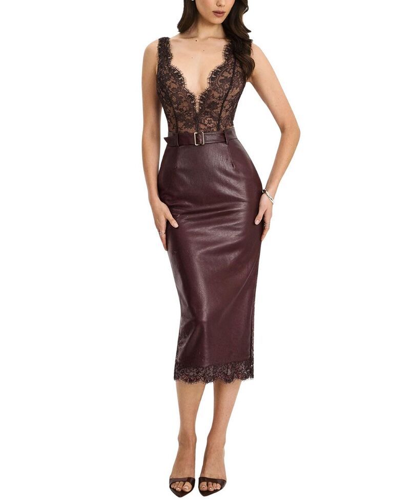 ミスサークル レディース トップス ワンピース ミディ ホルター Miss Circle Fiera Plunging Halter Belted Midi Dress Mahogany 42,480円