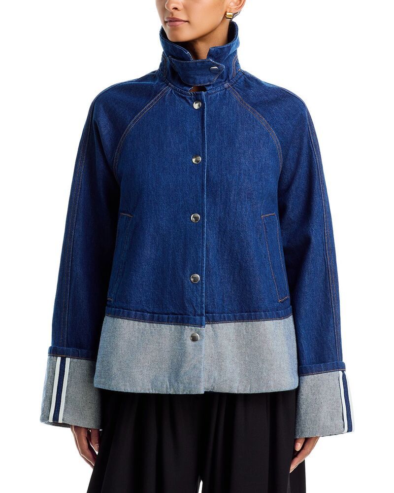 ブランドン・マクスウェル レディース アウター ジャケット・ブルゾン コットン デニム Brandon Maxwell The Wells Trapeze Cotton Denim Jacket In