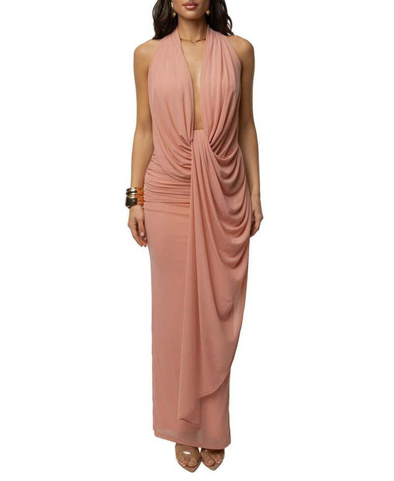 ジェイラックスレーベル レディース トップス ワンピース マキシ JLUXLABEL Alaina Plunge Maxi Dress Peach ピーチ