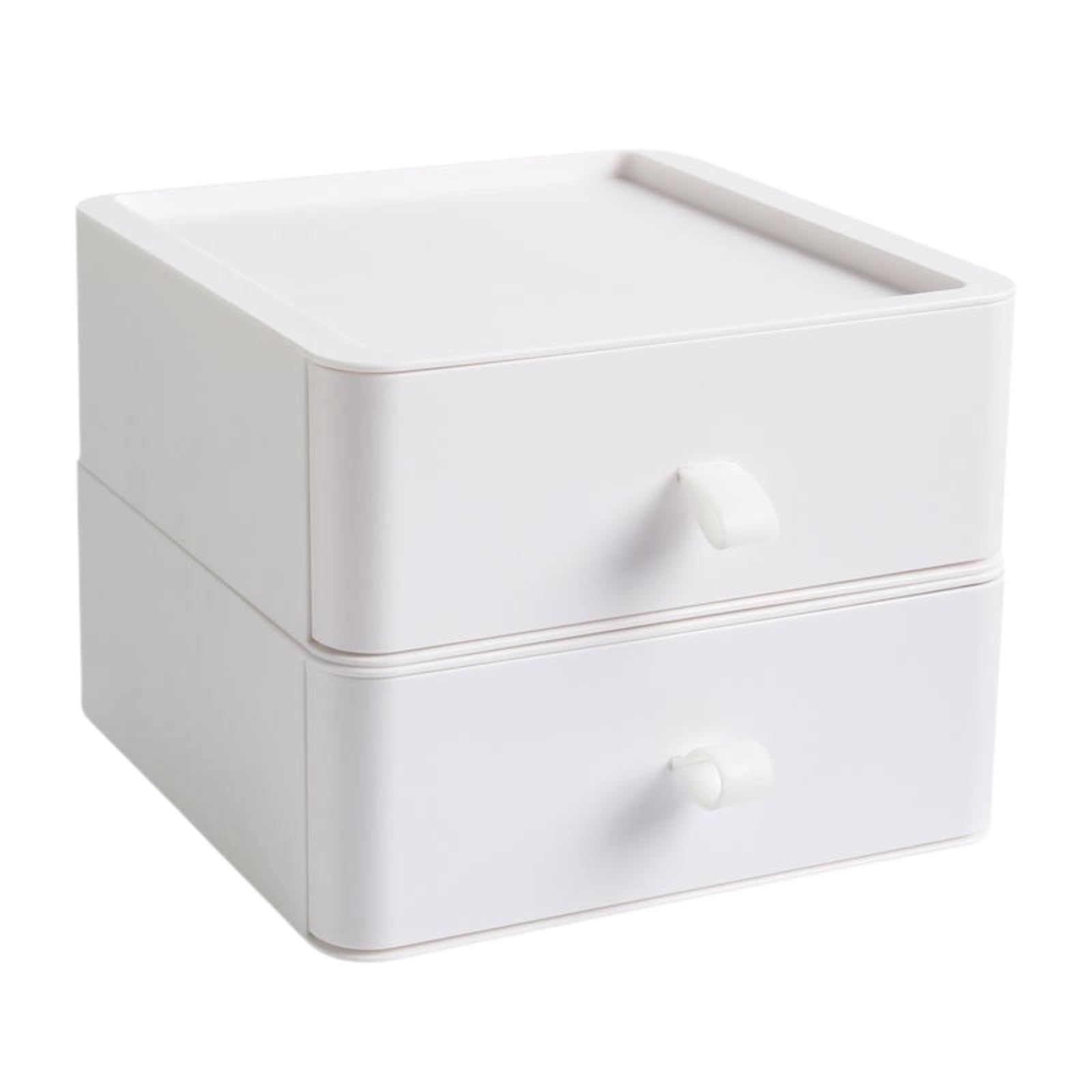 FALOFALO 収納ボックス 2段セット 引き出し 卓上収納 ケース 小物収納 化粧品 文房具 収納 (ホワイト) 0