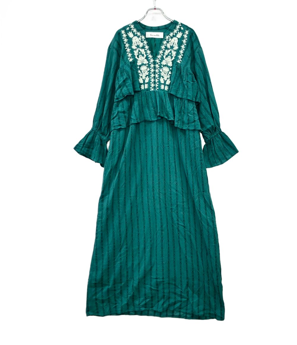 サラマリカ コットン ジャガード コード エンブロイダリー ドレス フラワー刺繍 長袖ワンピース 020452SC2 レディース SIZE M Sara Mallika 8,710円