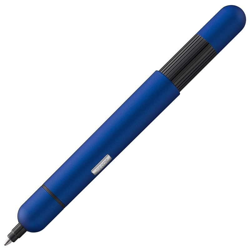 LAMY（ラミー）pico インペリアルブルー ボールペン 青 - 革新的なポケット ボールペン - ワンプッシュでフルサイズのペンに - メタル製ボディ 線幅 M - コンパクトリフィル 黒 LAMY M 22 付き