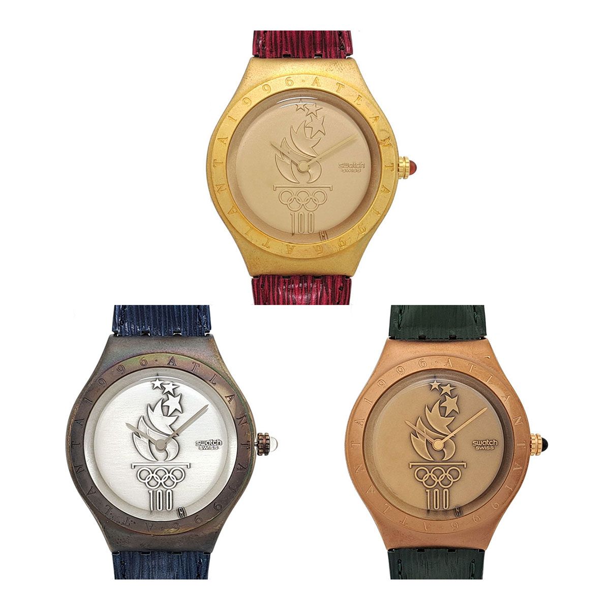 スウォッチ アイロニー アトランタ1996 3pcs Mint FULLSET クオーツ ブロンズ/シルバー/イエローゴールド（K18） メンズ Swatch【中古】 【時計】