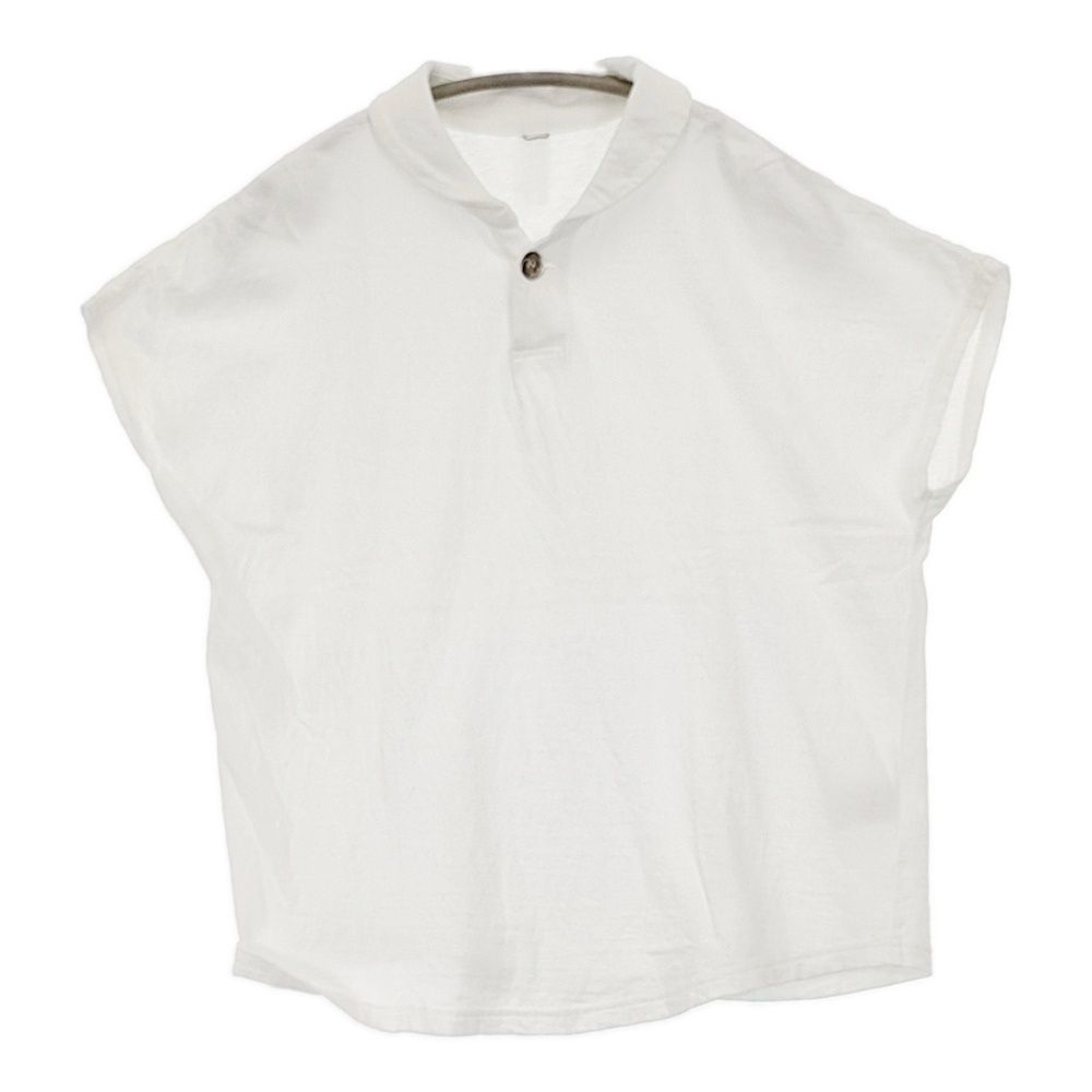 Pal'las Palace １９／－ラフィ天竺ラウンド襟ポロシャツ サイズ3 定価18700円 フレンチスリーブ ポロシャツ 26SS オフホワイト レディース パラスパレス【中古】6-0804S♪ 7,832円
