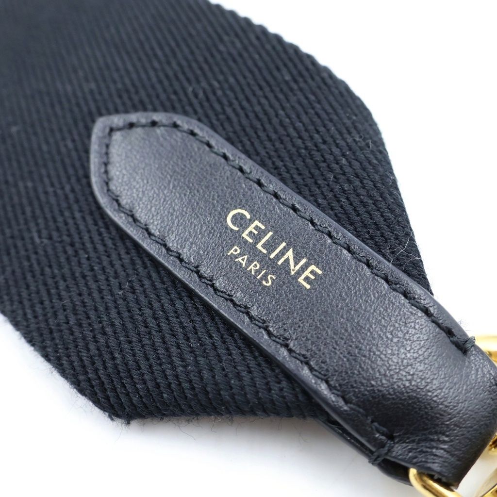 CELINE ロゴ ショルダーストラップ ブラック CELINE (セリーヌ) ロゴ ショルダーストラップ キャンバス×レザー×GP