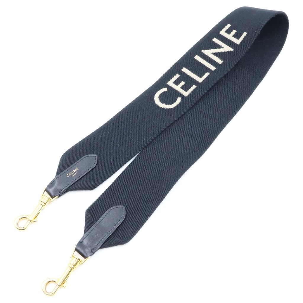 CELINE ロゴ ショルダーストラップ ブラック CELINE (セリーヌ) ロゴ ショルダーストラップ キャンバス×レザー×GP