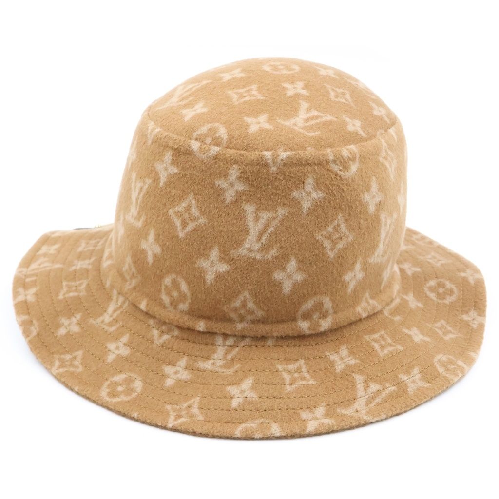LOUIS VUITTON (ルイヴィトン) モノグラム ボブ キャリーオン ハット ウール バケットハット ブラウン #S M77294 35,750円