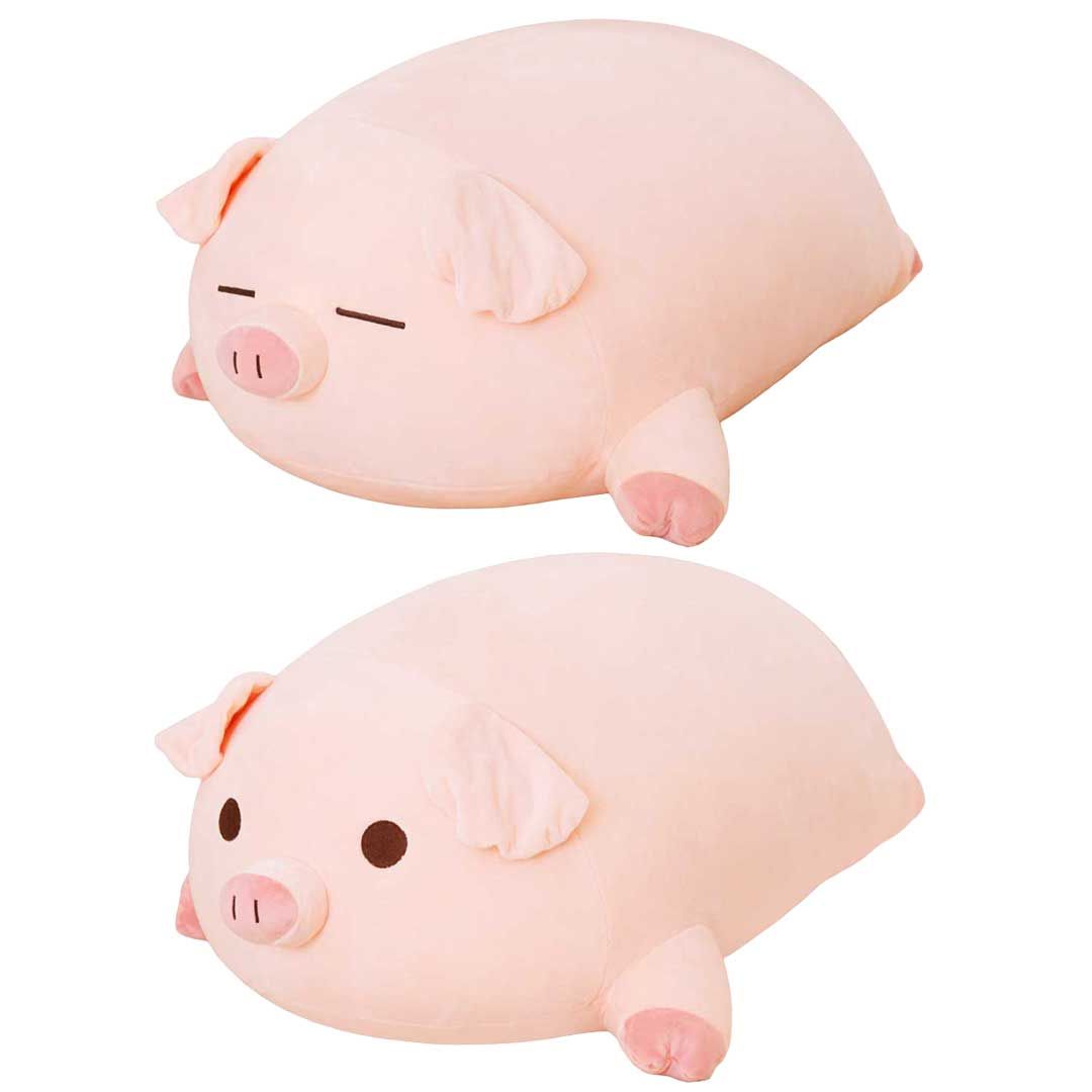 抱きしめ癒されるもちふわ 特大ぬいぐるみ抱き枕 すやすやピッグ 70cm ピンク ねむねむ顔/ぱっちり目 ポリエステル/PPコットン 6,808円