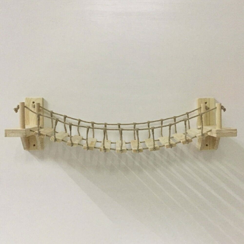 壁に付けて省スペースで運動 猫はしご キャットウォーク 壁付け 木・麻 全長98cm 幅25.5cm 耐荷重約8kg 運動・遊び・インテリア