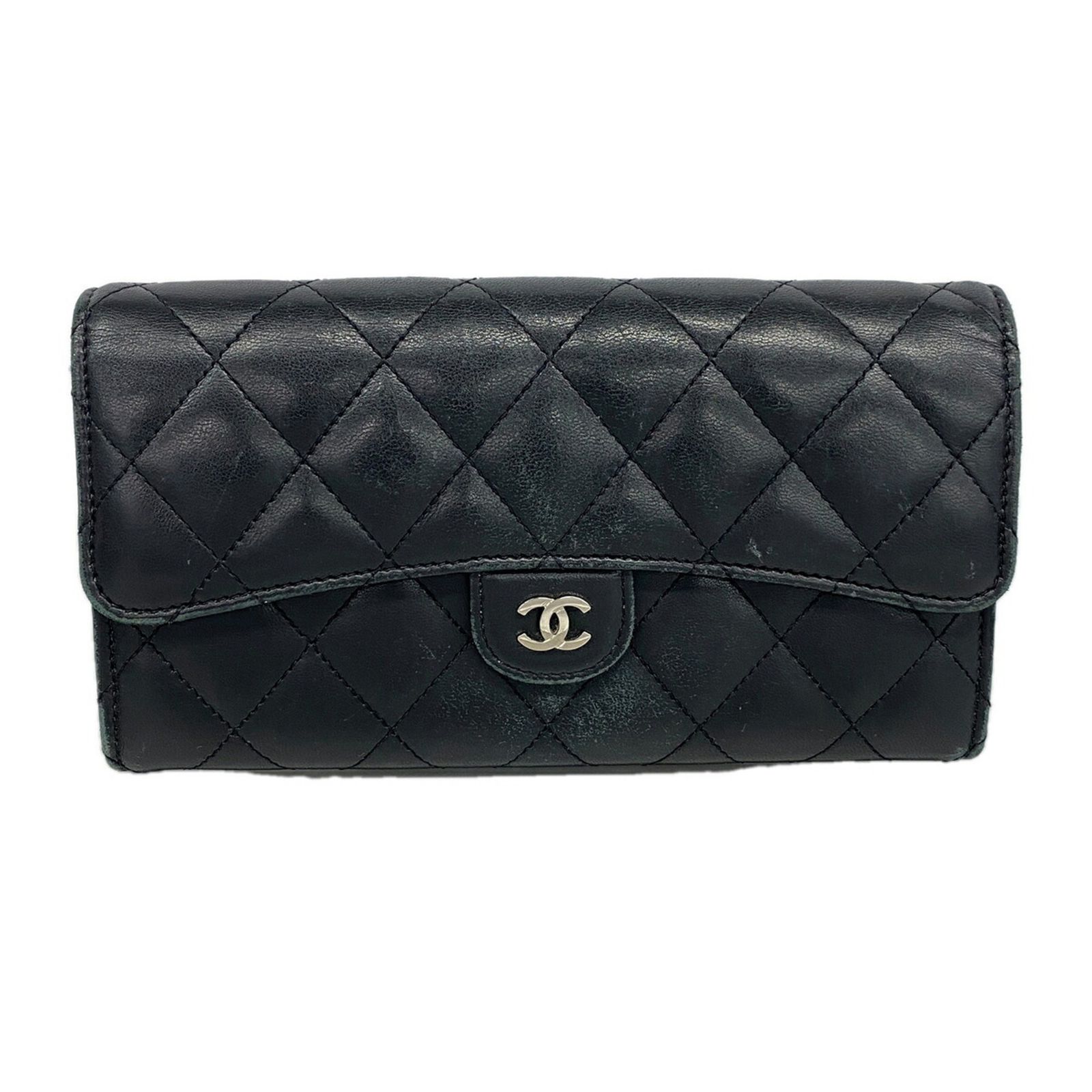 シャネル(Chanel) シャネル 長財布 マトラッセ ラムスキン ブラック レディース