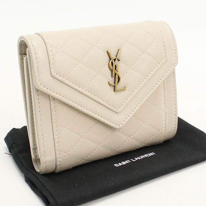 SAINT LAURENT サンローラン コンパクトウォレット ゲイビー 692684 三つ折り財布 カーフ【中古】 レディース