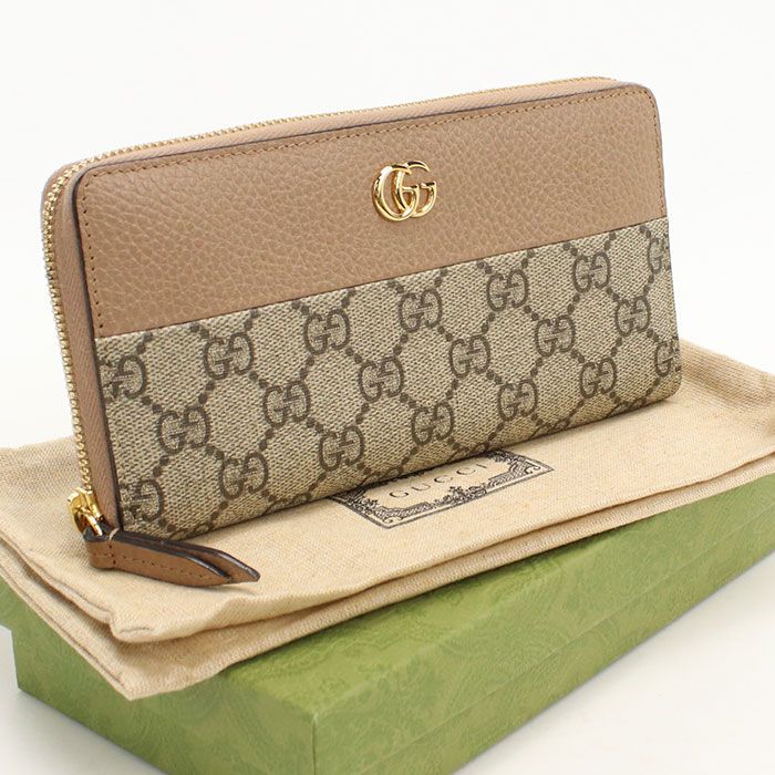 GUCCI グッチ ダブルG 456117 長財布ラウンドファスナー PVC/レザー【中古】 レディース